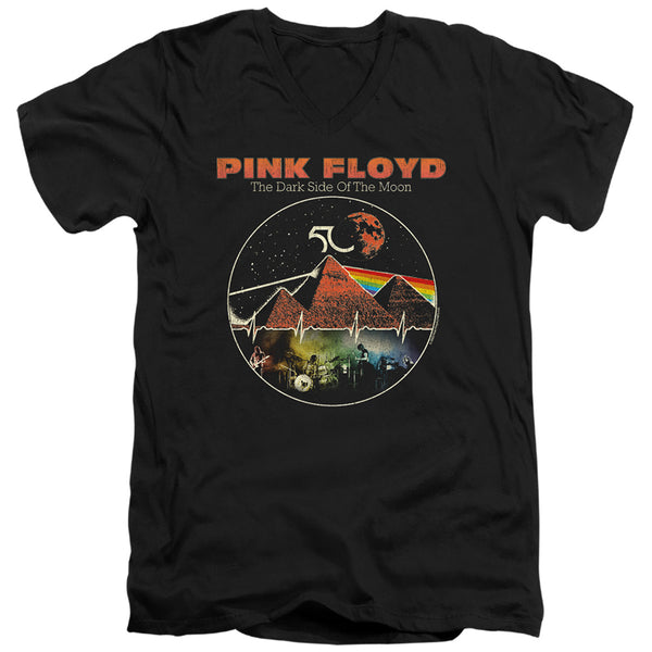 Pink Floyd - Vintage Pyramids Adult Slim Fit V Neck Cotton