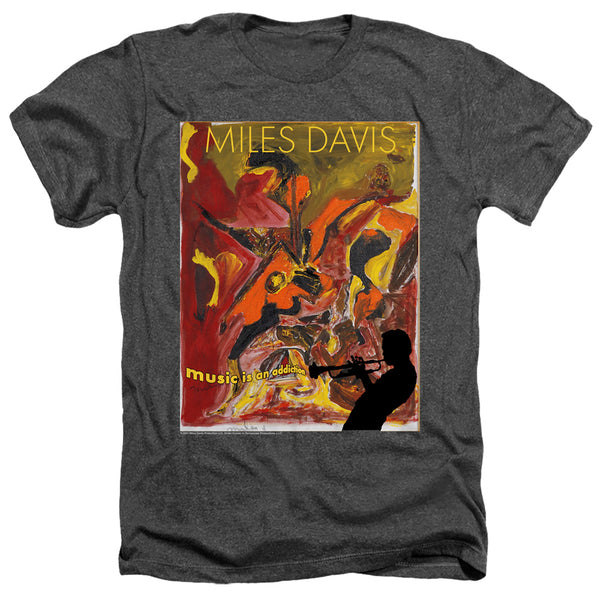 Miles Davis - Music Is An Addiction Adult Regular Fit Heather Short Sleeve
