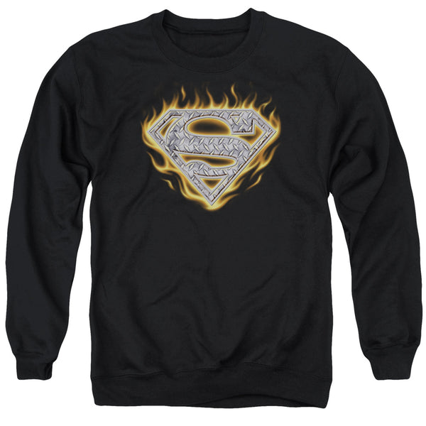 Superman - Steel Fire Shield Adult Crewneck Sweatshirt