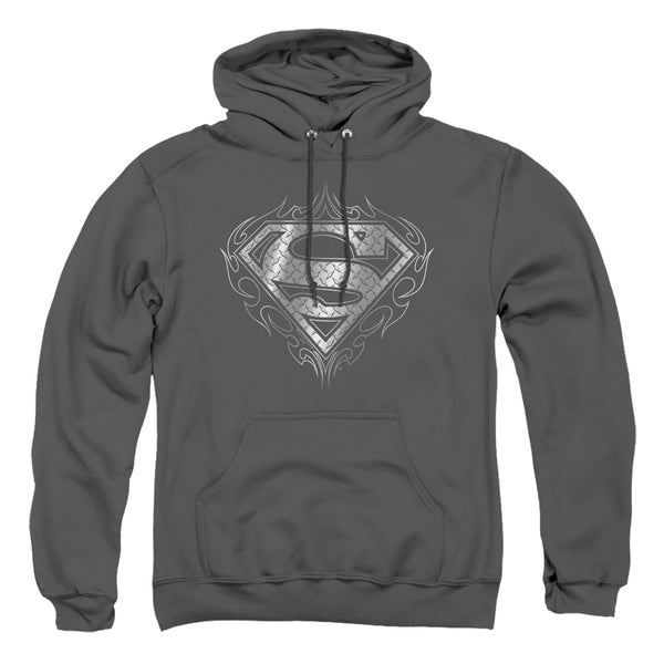 Superman - Tribal Steel Logo Adult Pull Over Hoodie
