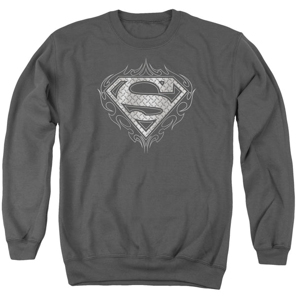 Superman - Tribal Steel Logo Adult Crewneck Sweatshirt
