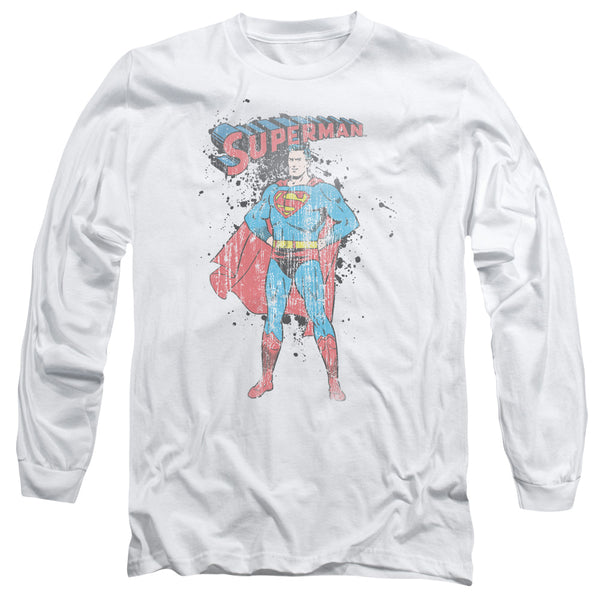 Superman - Vintage Ink Splatter Adult Long Sleeve Shirt