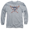 Superman - Crossed Bats Adult Long Sleeve Shirt