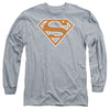 Superman - Burnt Orange&White Shield Adult Long Sleeve Shirt