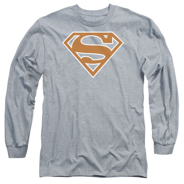 Superman - Burnt Orange&White Shield Adult Long Sleeve Shirt