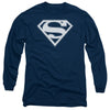 Superman - Navy & White Shield Adult Long Sleeve Shirt