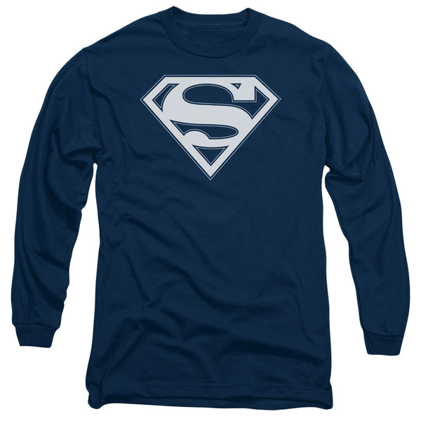 Superman - Navy & White Shield Adult Long Sleeve Shirt