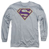 Superman - Purple & Gold Shield Adult Long Sleeve Shirt