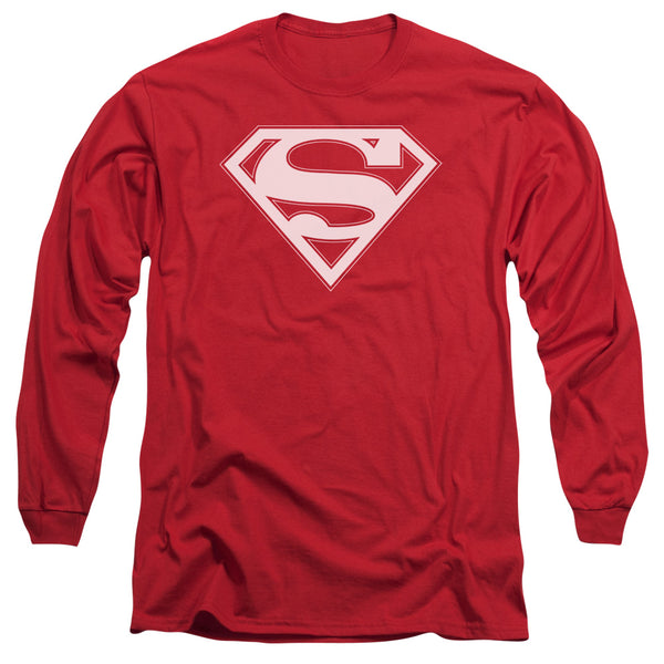 Superman - Red & White Shield Adult Long Sleeve Shirt