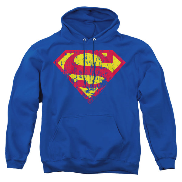Superman - Classic Logo Distressed Adult Pull Over Hoodie