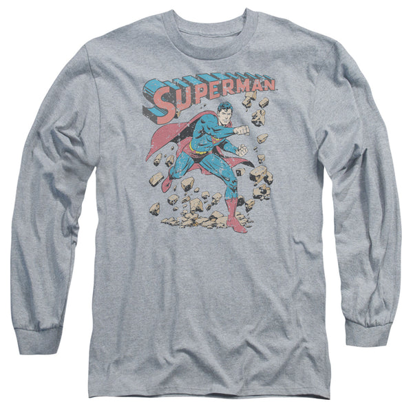 Superman - Mad At Rocks Adult Long Sleeve Shirt