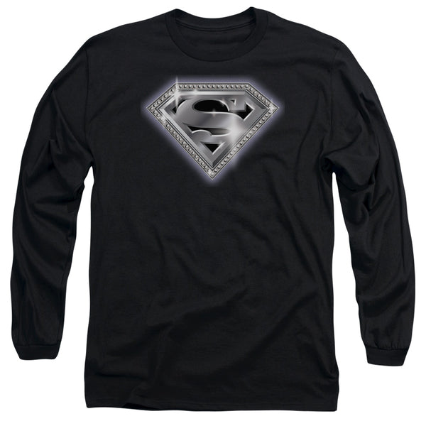 Superman - Bling Shield Adult Long Sleeve Shirt