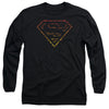 Superman - Flame Outlined Logo Adult Long Sleeve Shirt