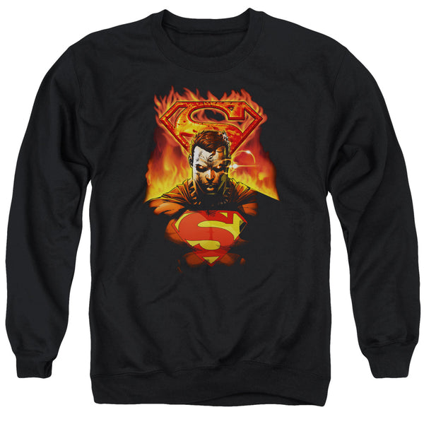 Superman - Man On Fire Adult Crewneck Sweatshirt