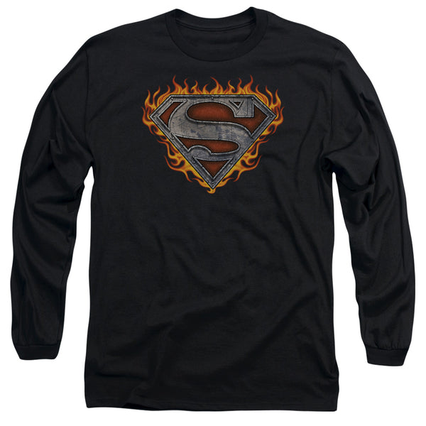 Superman - Iron Fire Shield Adult Long Sleeve Shirt