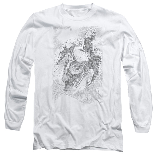 Superman - Exploding Space Sketch Adult Long Sleeve Shirt
