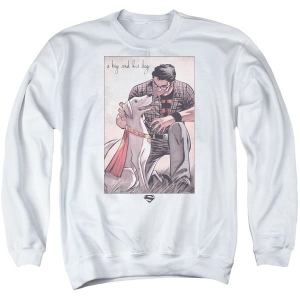 Superman - Mans Best Friend Adult Crewneck Sweatshirt