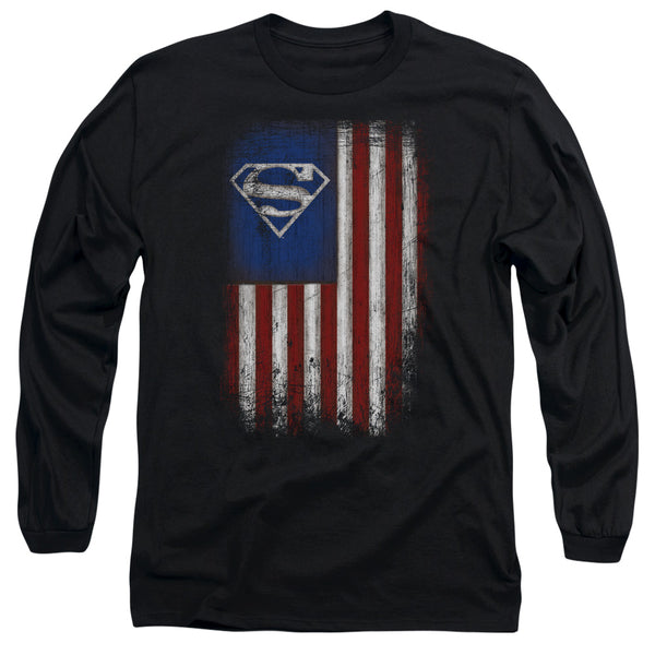 Superman - Old Glory Shield Adult Long Sleeve Shirt