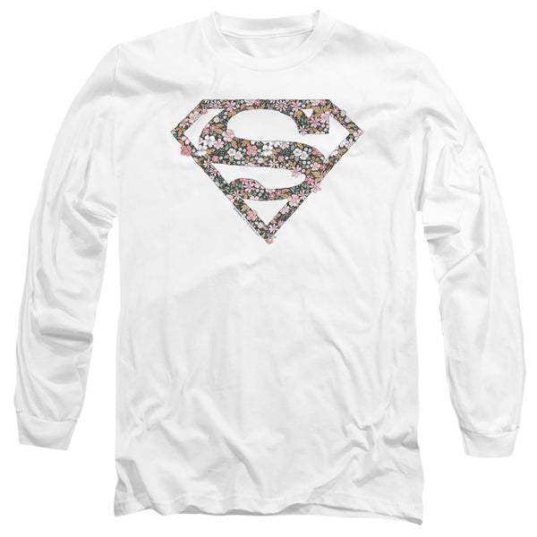 Superman - Rough Floral Logo Adult Long Sleeve Shirt