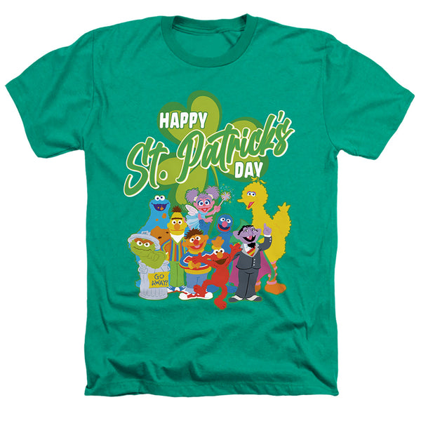 Sesame Street - St. Patrick'S Day Big Bird Elmo Cookie Monster Adult Regular Fit Heather Short Sleeve
