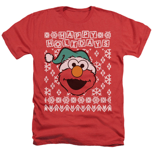 Sesame Street - Elmo Ugly Christmas Adult Regular Fit Heather Short Sleeve