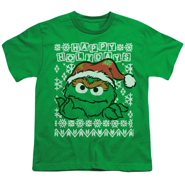 Sesame Street - Oscar The Grouch Ugly Christmas Youth Short Sleeve