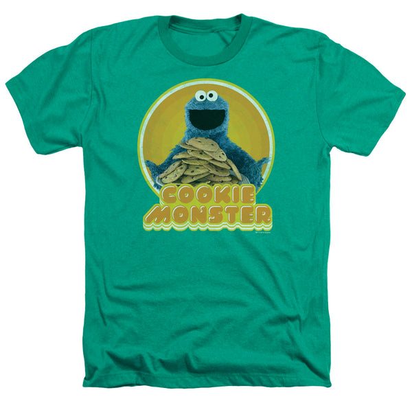 Sesame Street - Cookie Iron On Adult Regular Fit Heather Short Sleeve