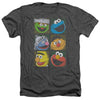 Sesame Street - Group Squares Adult Regular Fit Heather Short Sleeve