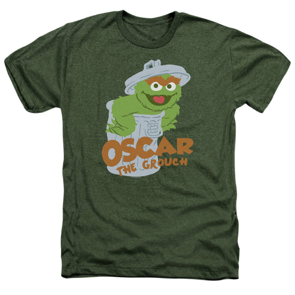 Sesame Street - Flat Oscar Adult Regular Fit Heather Short Sleeve