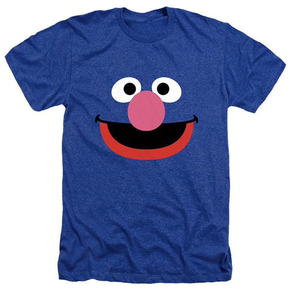 Sesame Street - Grover Face Adult Regular Fit Heather Short Sleeve