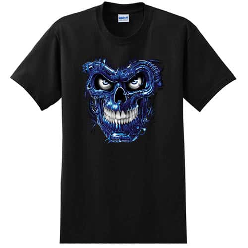 Terminator Skull Blue - Graphic Tee