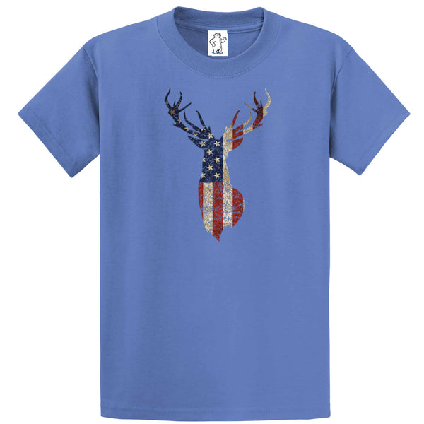 Americana Distressed Deer Flag - Graphic T-Shirt