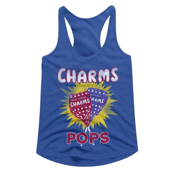 Tootsie Roll Charms Pops-Royal Ladies Slimfit Racerback