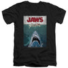 Jaws - Lined Poster Adult Slim Fit V Neck Cotton