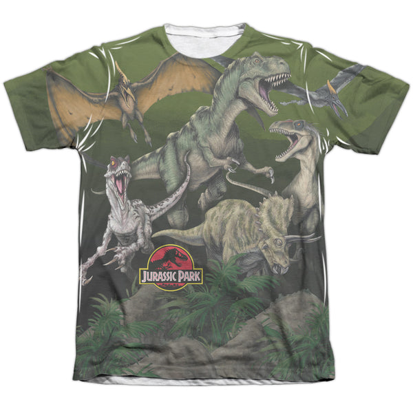 Jurassic Park - Pack Of Dinos Adult Regular Fit Short Sleeve 65 - 35 Poly - Cotton