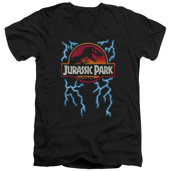 Jurassic Park - Lightning Logo Adult Slim Fit V Neck Cotton