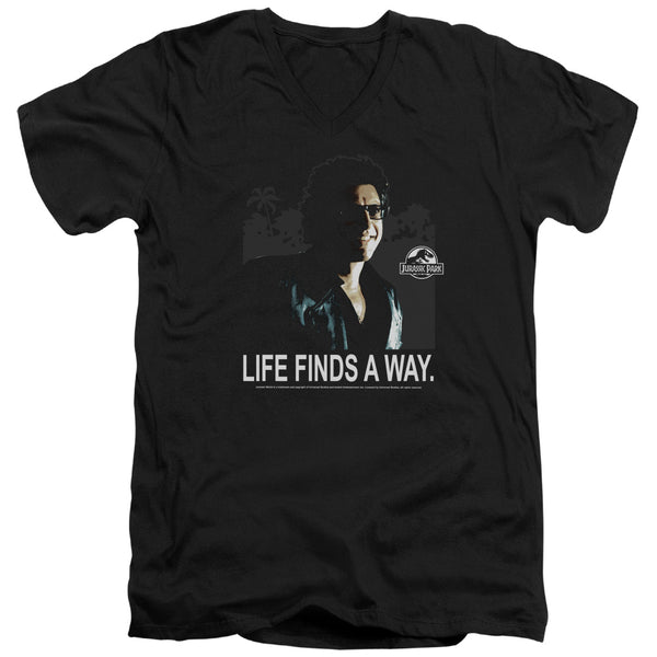 Jurassic Park - Life Finds A Way Adult Slim Fit V Neck Cotton
