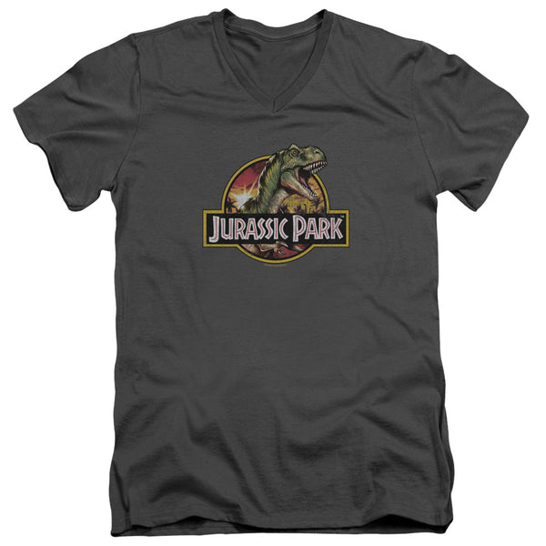 Jurassic Park - Retro Rex Adult Slim Fit V Neck Cotton