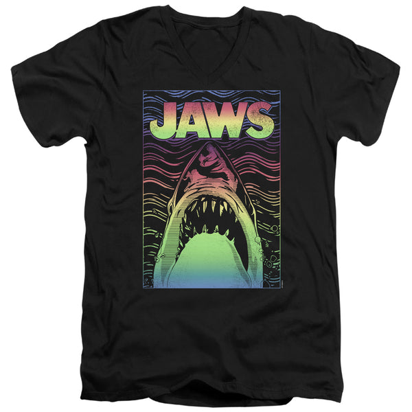 Jaws - Neon Line Art Poster Adult Slim Fit V Neck Cotton