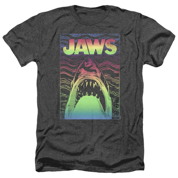 Jaws - Neon Line Art Poster Adult Regular Fit Heather Short Sleeve