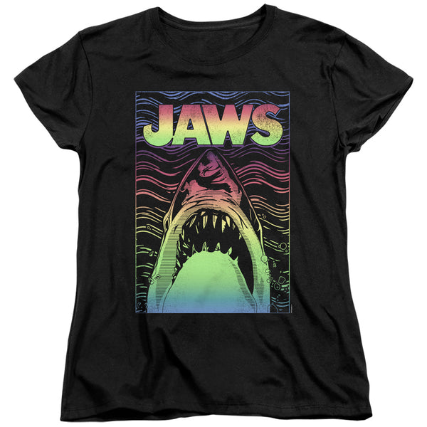 Jaws - Neon Line Art Poster Women's Short Sleeve