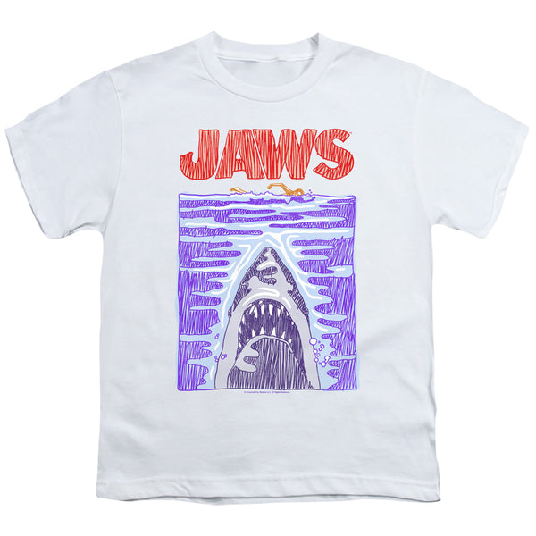 Jaws - Scribble Poster Youth Short Sleeve