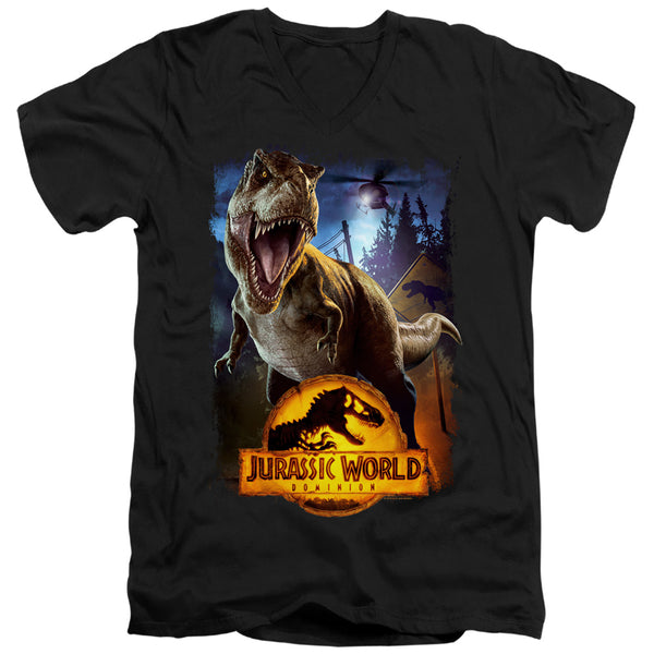 Jurassic World - No More Fences Adult Slim Fit V Neck Cotton