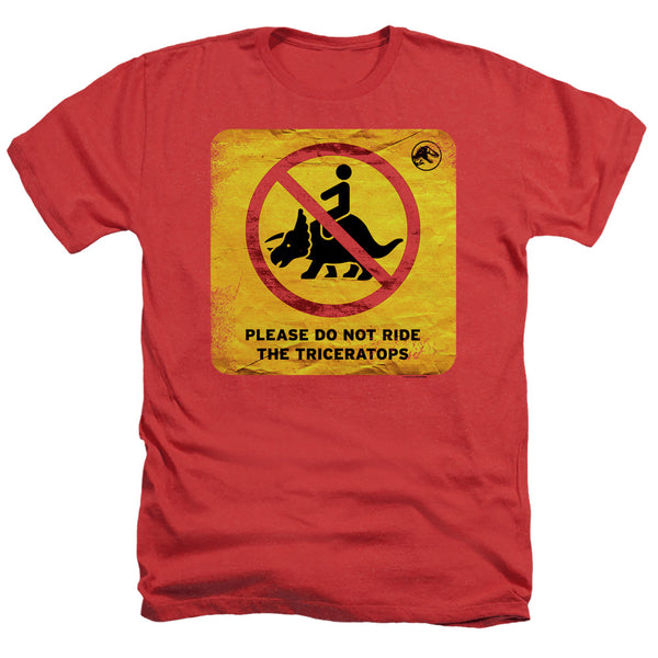 Jurassic World - Don'T Ride Sign Adult Regular Fit Heather Short Sleeve