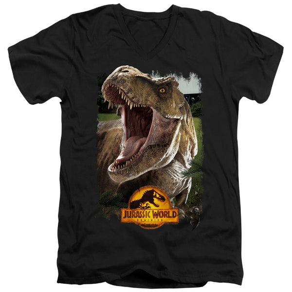 Jurassic World - Rex Beauty Shot Adult Slim Fit V Neck Cotton