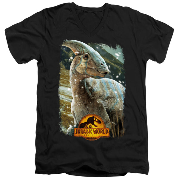 Jurassic World - Parasaurolophus Beauty Shot Adult Slim Fit V Neck Cotton