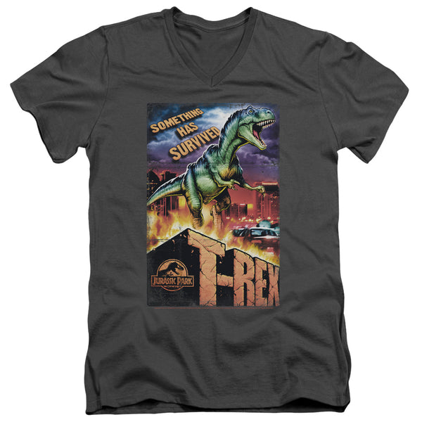 Jurassic Park - Rex In The City Adult Slim Fit V Neck Cotton
