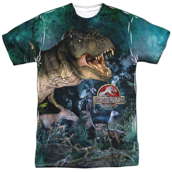 Jurassic Park - Dinos Gather Adult Regular Fit Short Sleeve 100% Poly