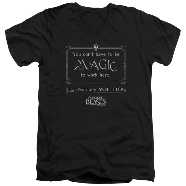 Fantastic Beasts - Magic To Work Here Adult Slim Fit V Neck Cotton