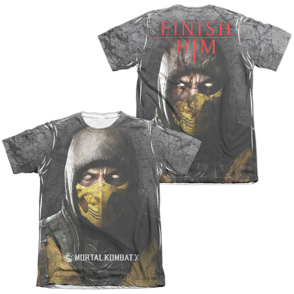 Mortal Kombat X - Finish Him (Front - Back Print) Adult Regular Fit Short Sleeve 65 - 35 Poly - Cotton